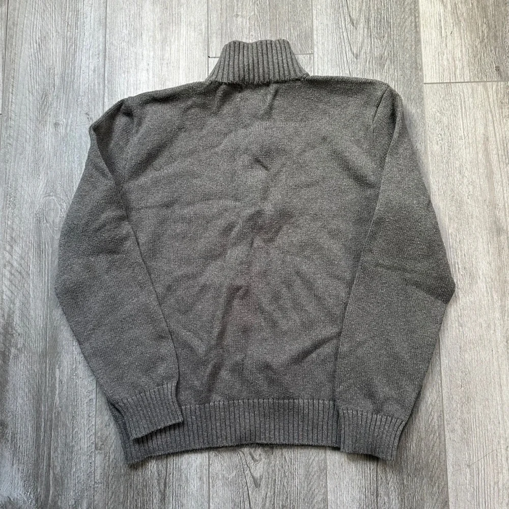 Polo Ralph Lauren Knit Gray 1/4 Zip Pullover Sweater Men's M Blue Pony